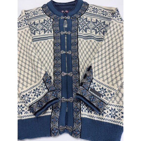 DALE OF NORWAY Cardigan Sweater Womens Large Metal Clasps * FOR REPAIR * READ - Picture 3 of 14
